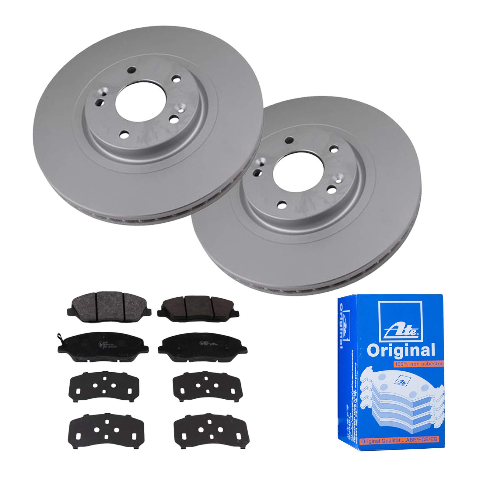 ATE Bremsen-Set 2 Bremsscheiben + Bremsbeläge Bremsensatz Ø321 Einbau Vorne Bremsscheiben-Set Scheibenbremsen passend für Kia Sorento 2 XM von ATE Bundle