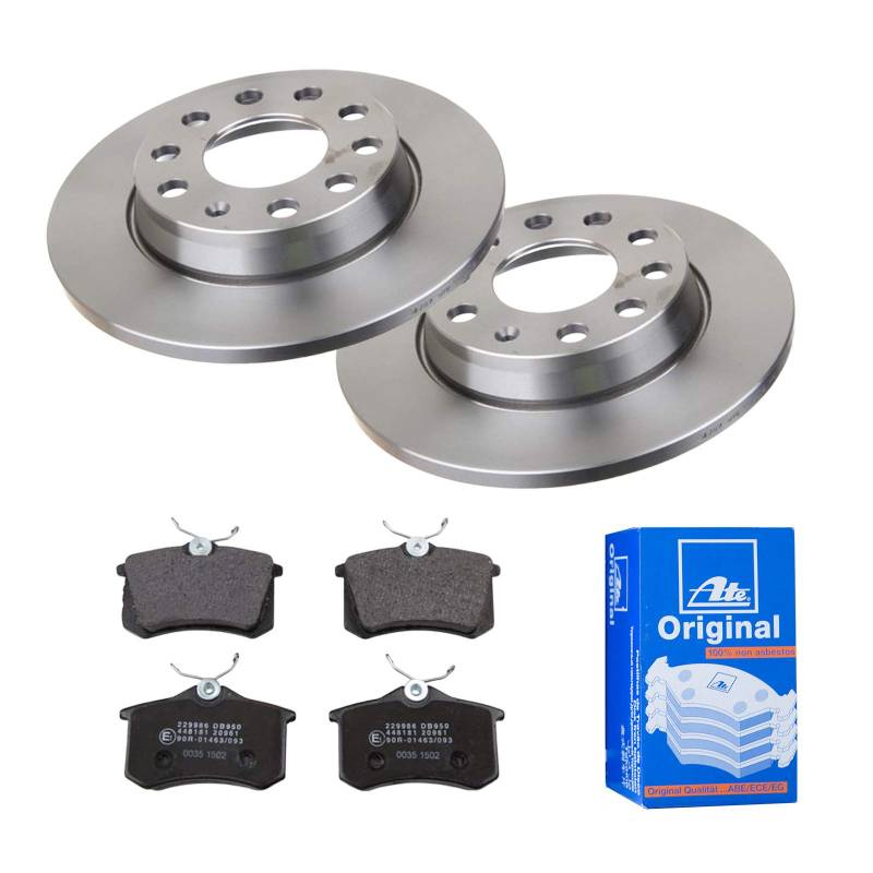 ATE Bremsen-Set 2 Bremsscheiben + Bremsbeläge Bremsensatz Ø255 Einbau Hinten Bremsscheiben-Set Scheibenbremsen passend für Audi A4 A4 Avant von ATE Bundle