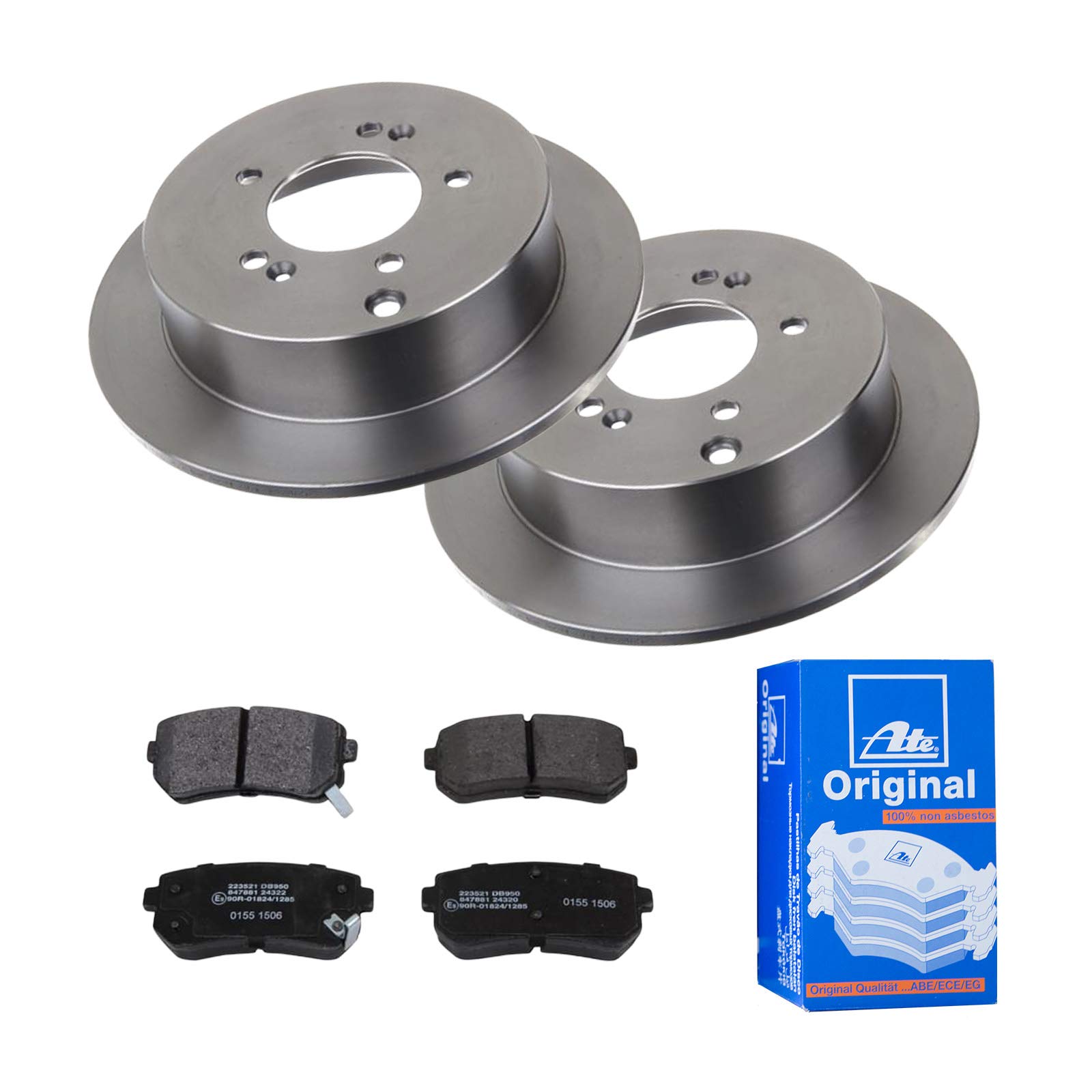 2 Bremsscheiben + Bremsbelagsatz ATE 3er Set Voll Ø284 mm Hinten Bremsenset 3tlg von ATE Bundle