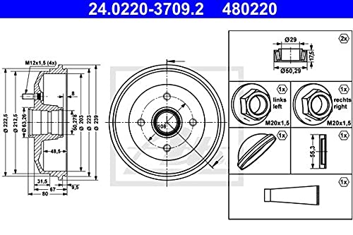 Ate 24. 0220-3709. 2 - Bremstrommel von ATE