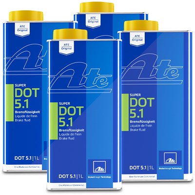 Ate 4x 1 L Bremsflüssigkeit Super DOT5.1 [Hersteller-Nr. 03.9901-6602.2] von ATE