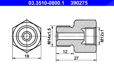 Ate Adapter, Bremsleitung [Hersteller-Nr. 03.3510-0800.1] von ATE