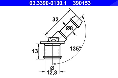 Ate Anschlußstutzen, Schlauchleitung [Hersteller-Nr. 03.3390-0130.1] von ATE