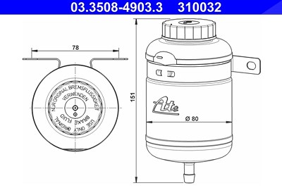 Ate Ausgleichsbehälter, Bremsflüssigkeit [Hersteller-Nr. 03.3508-4903.3] von ATE