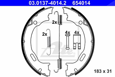 Ate Bremsbackensatz, Feststellbremse [Hersteller-Nr. 03.0137-4014.2] für Chrysler, Lancia, Mercedes-Benz von ATE