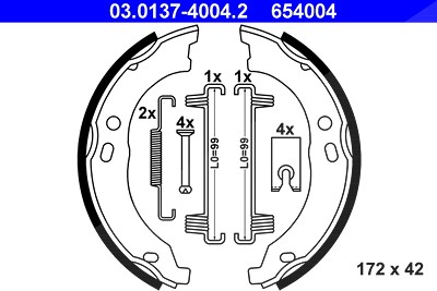 Ate Bremsbackensatz, Feststellbremse [Hersteller-Nr. 03.0137-4004.2] für Fiat, Citroën, Peugeot von ATE