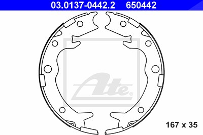 Ate Bremsbackensatz, Feststellbremse [Hersteller-Nr. 03.0137-0442.2] für Honda von ATE