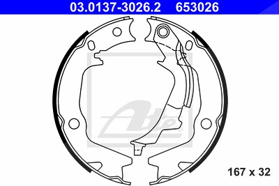 Ate Bremsbackensatz, Feststellbremse [Hersteller-Nr. 03.0137-3026.2] für Hyundai, Kia von ATE