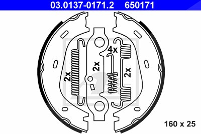 Ate Bremsbackensatz, Feststellbremse [Hersteller-Nr. 03.0137-0171.2] für Mercedes-Benz von ATE