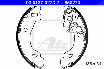 Ate Bremsbackensatz [Hersteller-Nr. 03.0137-0273.2] für Autobianchi, Fiat, Lancia von ATE