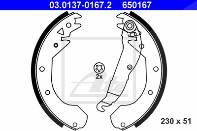 Ate Bremsbackensatz [Hersteller-Nr. 03.0137-0167.2] für Opel von ATE