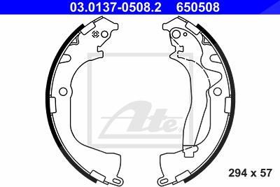 Ate Bremsbackensatz Trommelbremse [Hersteller-Nr. 03.0137-0508.2] für VW von ATE