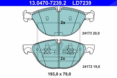 Ate CERAMIC Bremsbelagsatz vorne [Hersteller-Nr. 13.0470-7239.2] für BMW von ATE