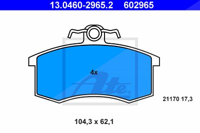 Ate Bremsbeläge vorne (Satz) [Hersteller-Nr. 13.0460-2965.2] für Lada von ATE