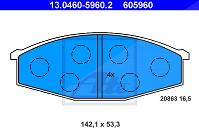 Ate Bremsbeläge vorne (Satz) [Hersteller-Nr. 13.0460-5960.2] für Nissan von ATE