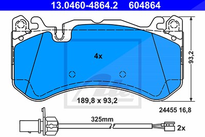 Ate Bremsbelagsatz, Scheibenbremse [Hersteller-Nr. 13.0460-4864.2] für Audi von ATE