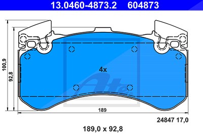 Ate Bremsbelagsatz, Scheibenbremse [Hersteller-Nr. 13.0460-4873.2] für Audi von ATE