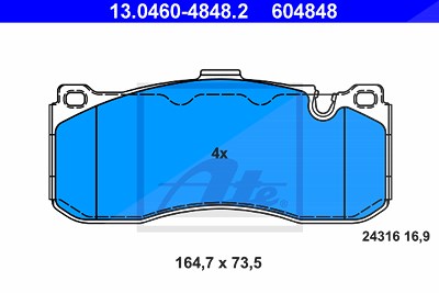 Ate Bremsbelagsatz, Scheibenbremse [Hersteller-Nr. 13.0460-4848.2] für BMW von ATE