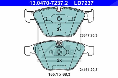 Ate CERAMIC Bremsbelagsatz vorne [Hersteller-Nr. 13.0470-7237.2] für BMW von ATE