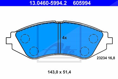 Ate Bremsbelagsatz, Scheibenbremse [Hersteller-Nr. 13.0460-5994.2] für Daewoo von ATE