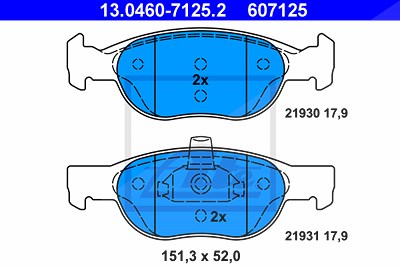 Ate Bremsbelagsatz, Scheibenbremse [Hersteller-Nr. 13.0460-7125.2] für Fiat von ATE