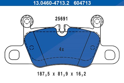 Ate Bremsbelagsatz, Scheibenbremse [Hersteller-Nr. 13.0460-4713.2] für Porsche von ATE