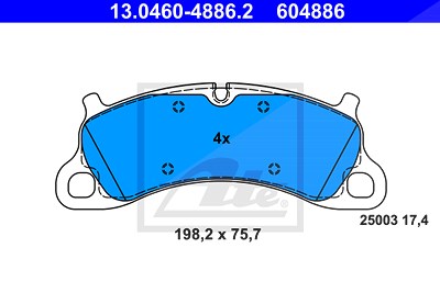 Ate Bremsbelagsatz, Scheibenbremse [Hersteller-Nr. 13.0460-4886.2] für Porsche von ATE