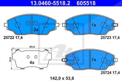 Ate Bremsbelagsatz, Scheibenbremse [Hersteller-Nr. 13.0460-5518.2] für Chevrolet von ATE
