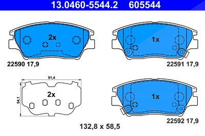 Ate Bremsbelagsatz, Scheibenbremse [Hersteller-Nr. 13.0460-5544.2] für Ssangyong von ATE