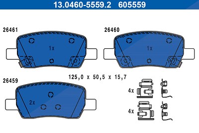 Ate Bremsbelagsatz, Scheibenbremse [Hersteller-Nr. 13.0460-5559.2] für Hyundai, Kia von ATE