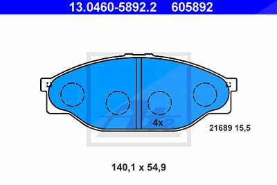 Ate Bremsbelagsatz, Scheibenbremse [Hersteller-Nr. 13.0460-5892.2] für Toyota von ATE