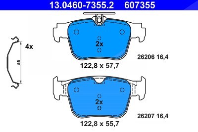 Ate Bremsbelagsatz, Scheibenbremse [Hersteller-Nr. 13.0460-7355.2] für Audi, Cupra, Skoda, VW von ATE