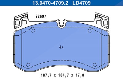 Ate Bremsbelagsatz, Scheibenbremse [Hersteller-Nr. 13.0470-4709.2] für Mercedes-Benz von ATE