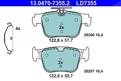 Ate Bremsbelagsatz, Scheibenbremse [Hersteller-Nr. 13.0470-7355.2] für Audi, Cupra, Skoda, VW von ATE