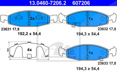 Ate Bremsbelagsatz, Scheibenbremse [Hersteller-Nr. 13.0460-7206.2] für Jeep von ATE
