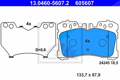 Ate Bremsbelagsatz, Scheibenbremse [Hersteller-Nr. 13.0460-5607.2] für Lexus von ATE