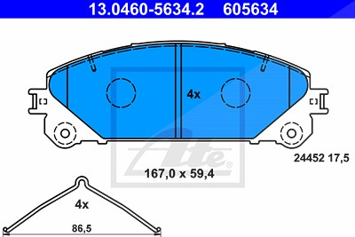 Ate Bremsbelagsatz, Scheibenbremse [Hersteller-Nr. 13.0460-5634.2] für Lexus, Toyota von ATE