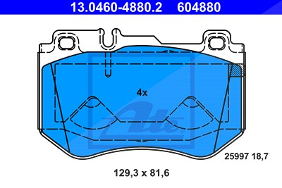 Ate Bremsbelagsatz, Scheibenbremse [Hersteller-Nr. 13.0460-4880.2] für Mercedes-Benz von ATE