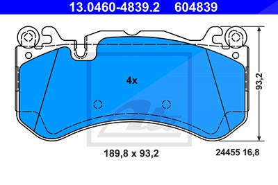 Ate Bremsbelagsatz, Scheibenbremse [Hersteller-Nr. 13.0460-4839.2] für Mercedes-Benz von ATE