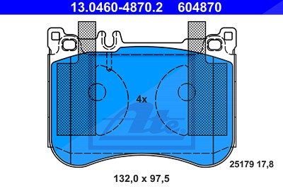 Ate Bremsbelagsatz, Scheibenbremse [Hersteller-Nr. 13.0460-4870.2] für Mercedes-Benz von ATE