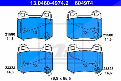 Ate Bremsbelagsatz, Scheibenbremse [Hersteller-Nr. 13.0460-4974.2] für Mitsubishi, Nissan, Subaru von ATE