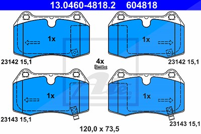 Ate Bremsbelagsatz, Scheibenbremse [Hersteller-Nr. 13.0460-4818.2] für Nissan von ATE