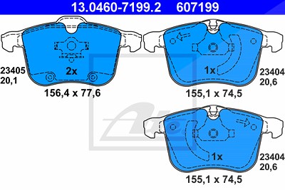 Ate Bremsbelagsatz, Scheibenbremse [Hersteller-Nr. 13.0460-7199.2] für Opel, Saab von ATE