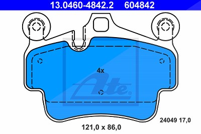 Ate Bremsbelagsatz, Scheibenbremse [Hersteller-Nr. 13.0460-4842.2] für Porsche von ATE