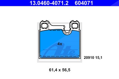 Ate Bremsbelagsatz, Scheibenbremse [Hersteller-Nr. 13.0460-4071.2] für Porsche von ATE