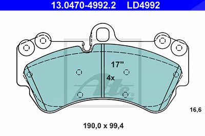 Ate CERAMIC Bremsbelagsatz vorne [Hersteller-Nr. 13.0470-4992.2] für Porsche, VW von ATE