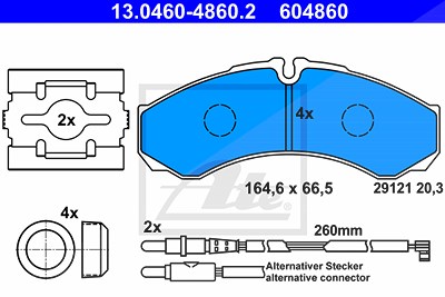 Ate Bremsbelagsatz, Scheibenbremse [Hersteller-Nr. 13.0460-4860.2] für Renault von ATE