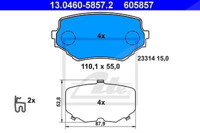 Ate Bremsbelagsatz, Scheibenbremse [Hersteller-Nr. 13.0460-5857.2] für Suzuki von ATE