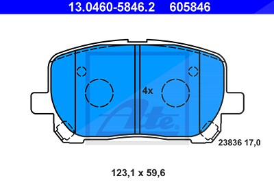 Ate Bremsbelagsatz, Scheibenbremse [Hersteller-Nr. 13.0460-5846.2] für Toyota von ATE