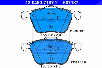 Ate Bremsbelagsatz, Scheibenbremse [Hersteller-Nr. 13.0460-7187.2] für Volvo von ATE